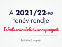 Töltsd le a 2021/22-es tanév rendje naptárunkat és tervezd meg a tanévet!